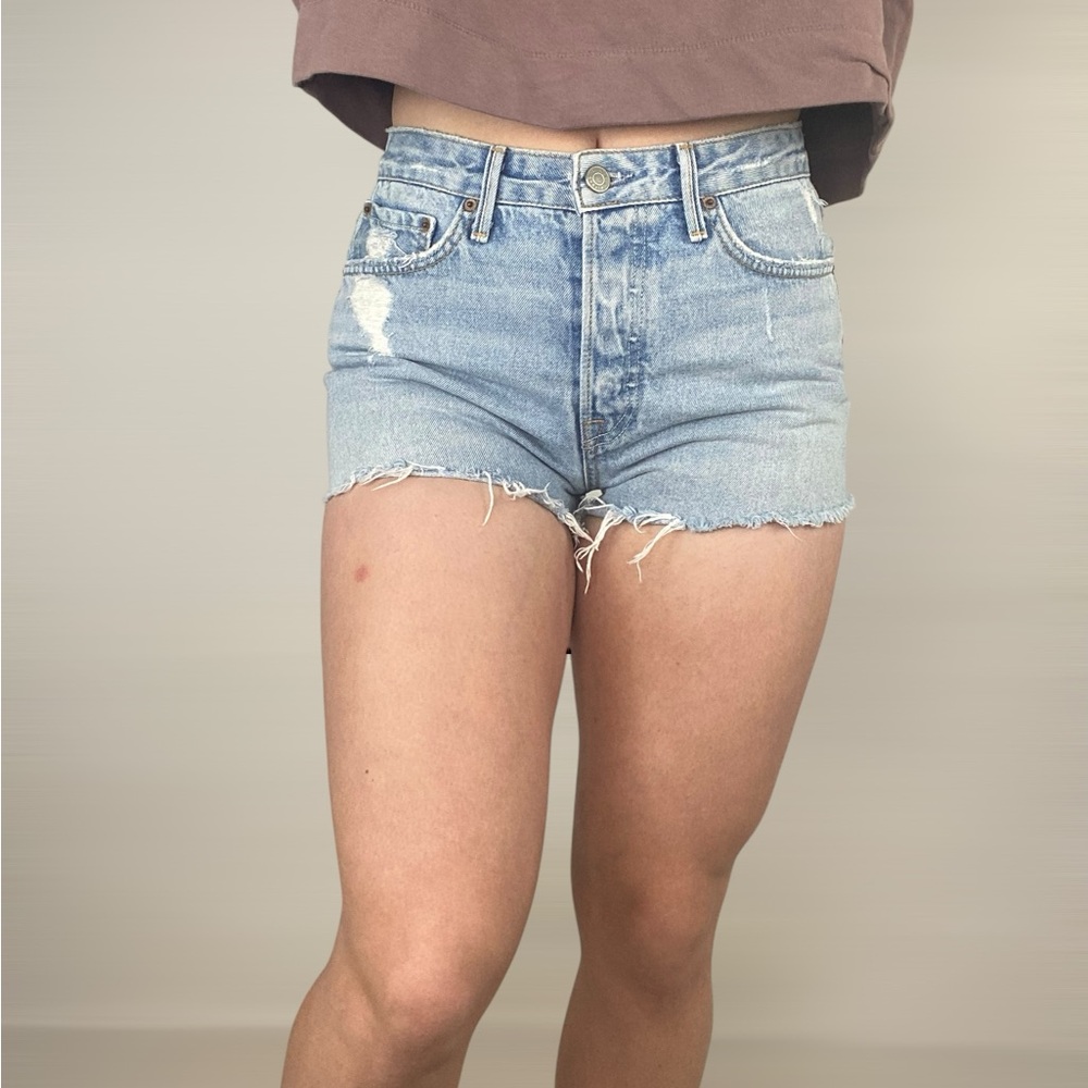 GRLFRND Cindy High Rise Distressed Jean Denim Short in Color You Needed Me Boho - Picture 1 of 8